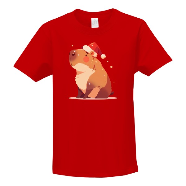 Tričko s potiskem Capybara santa