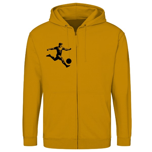 Mikina na zip unisex s potiskem Fotbalista s míčem