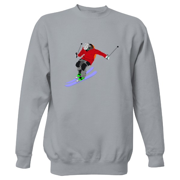 Mikina bez kapuce Unisex s potiskem Lyžař