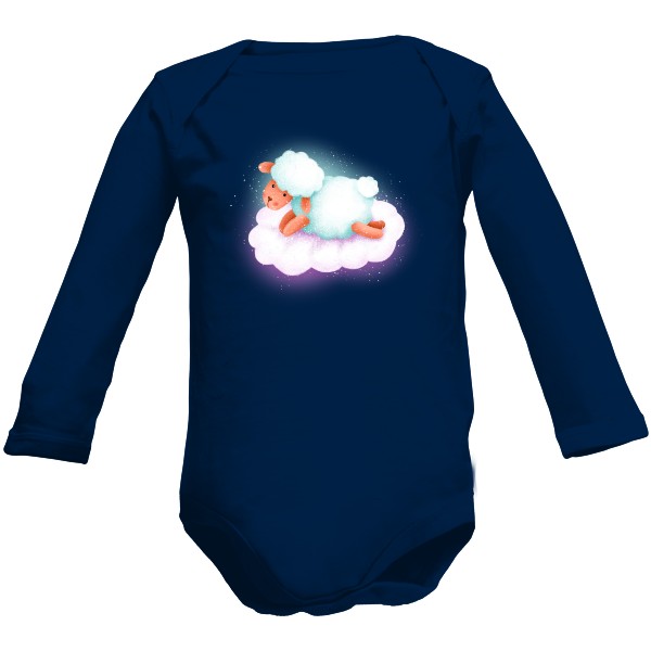 Dětské body Long  s potiskem Roztomilá ovečka na obláčku