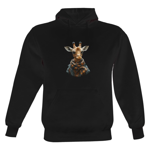 Pánská mikina s kapucí s potiskem Žirafa s šálou